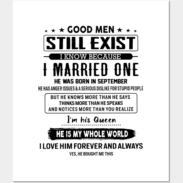 Good Men Still Exist I Married One He Was Born In September Wall Art by Red and Black Floral